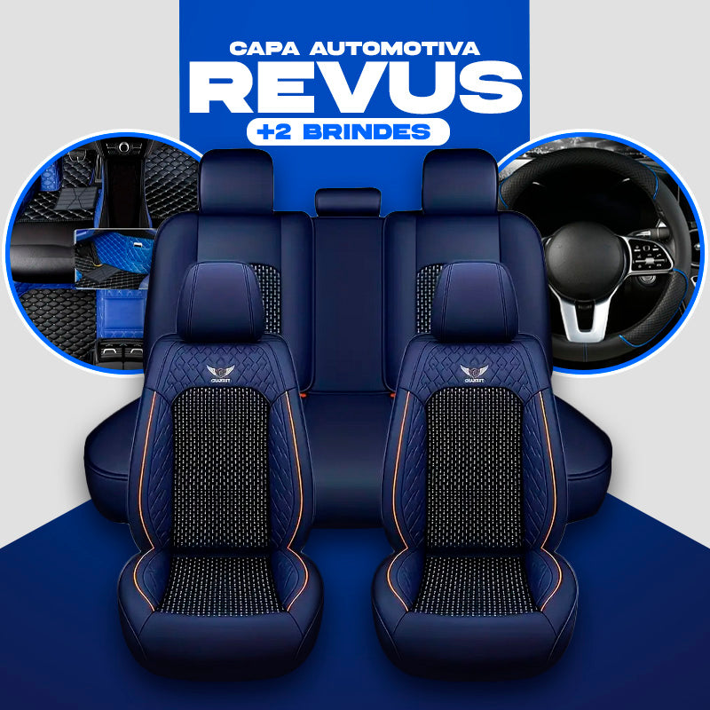Capa para Banco de Carro Completa Revus em Couro Legítimo Universal com AirBag +BRINDE: Tapete e Capa de Volante